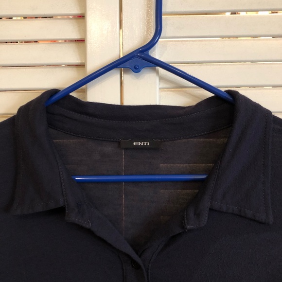 Enti Clothing Blue Button Down Loose Top - Picture 2 of 5